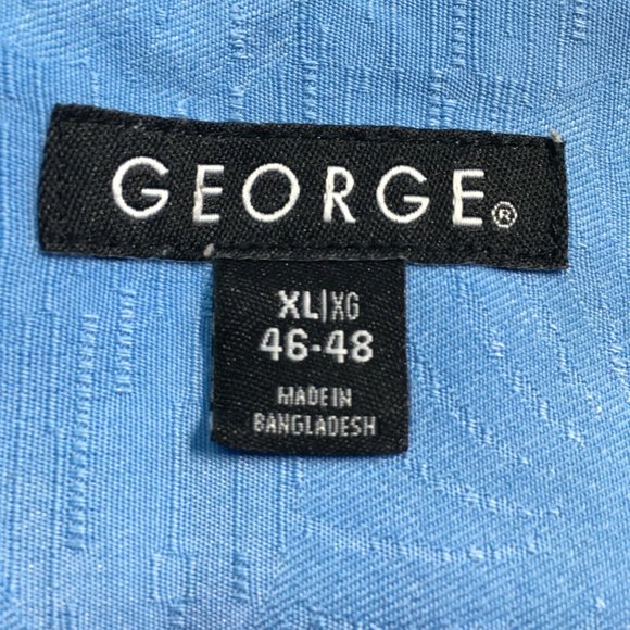 #54 George Short Sleeve Button-Down Blue Shirt Mens Size XL/XG (46-48) Solid Top - Picture 5 of 7